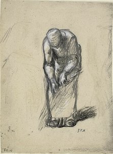 Studie voor vlas trekken door Jean Francois Millet