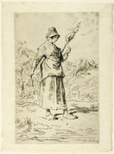 De spinner door Jean Francois Millet