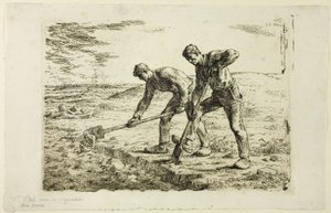 Twee Mannen aan het Graven door Jean Francois Millet