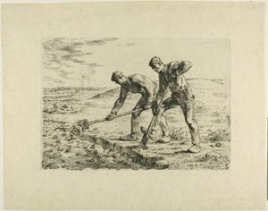 Twee Mannen Graven door Jean Francois Millet