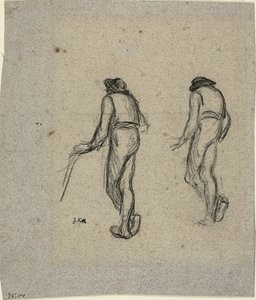 Twee schetsen van een boer, van achteren gezien door Jean Francois Millet