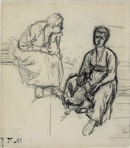 Twee Studies van een Zittende Boerin (recto); Studie van een Jong Meisje met een Hoed (verso)