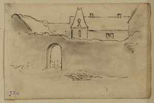 Uitzicht op een kasteel door Jean Francois Millet