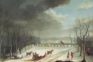 De Prins van Condé op jacht in een slee in 1767 door Jean Francois Perdrix