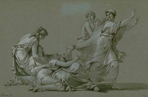 De jonge mannen en vrouwen van Athene om als offer slachtoffers aan Minotaurus te worden aangeboden, ca. 1778