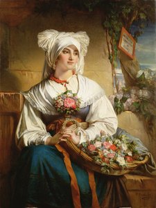 Een Bloemenmeisje uit Triëst door Jean Francois Portaels