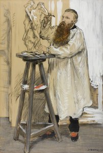 Portret van de beeldhouwer Auguste Rodin in zijn atelier, c.1889 door Jean Francois Raffaelli