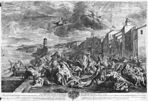 De pest van 1720 in Marseille, gegraveerd door Simon Thomassin door Jean Francois de (after) Troy