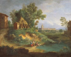 Hotel des Invalides, uitzicht vanaf de Grenouillere door Jean Francois, the Younger Millet