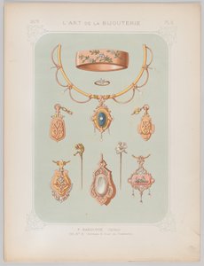 Sieradenontwerpen in Goud en Roze Goud, 1879 door Jean François Barousse