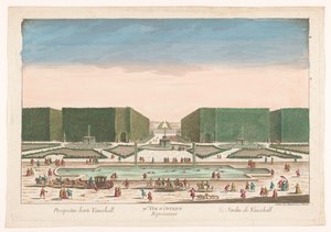 Gezicht op Vauxhall Gardens te Londen