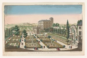 Gezicht op de Giardini Vaticani te Vaticaanstad door Jean François Daumont