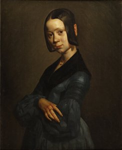 Portret van Pauline Ono in blauw door Jean Francois Millet