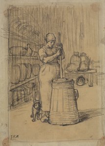 Studie voor Vrouw die Boter Karrent door Jean Francois Millet