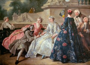 Het hof van liefde. Schilderij door Jean François de Troy (1679-1752) 1731. Berlijn, Staatliche Museum door Jean François de Troy