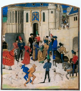 Buiten de Porte St. Denis begroet koning Karel VI van Frankrijk zijn koningin Isabeau van Beieren ...