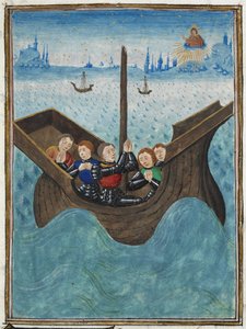 Robert de Kluizenaar keert terug naar Frankrijk, Jean Froissart, miniatuur door Jean Froissart