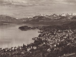 Zwitserland: Het Meer van Zürich, Horgen, de Au en de Alpen