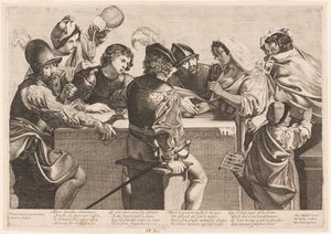 De waarzegster door Jean Ganière after Valentin de Boullogne