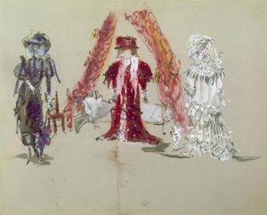 Ontwerp voor decor met figuren voor de première door Jean Giraudox