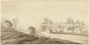 Gezicht op de ruïnes van het paleis op de Palatijn te Rome door Jean Grandjean (attributed to)