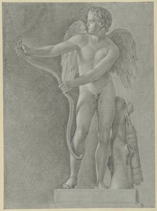 Studie naar een standbeeld van Cupido die zijn boog spant