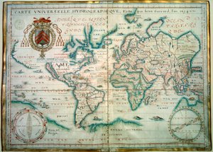 Universele hydrografische kaart. Manuscript door Jean Guerard, Franse geograaf. 1734 door Jean Guerard