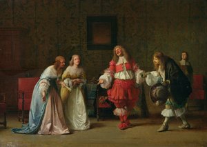 Mascarille presenteert Jodelet aan Cathos en Madelon, 1865