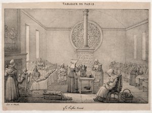 Scènes van Parijs: Het vondelingenhuis door Jean Henri Marlet