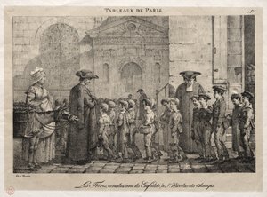 Scènes van Parijs: De Broeders die de Kinderen naar St. Nicolaas van de Velden Brengen door Jean Henri Marlet