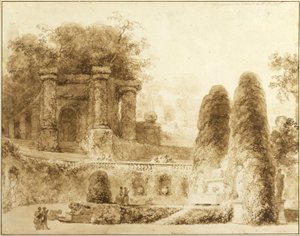 Romeins park met fontein, 1774 door Jean Honore Fragonard