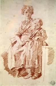 Een jong meisje met haar zus, 1774