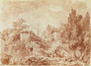 Oud theater, Villa van Hadrianus, nabij Tivoli door Jean Honore Fragonard