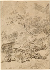 Don Quichot verslagen door de windmolen door Jean Honore Fragonard