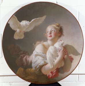 Meisje met een Duif door Jean Honore Fragonard