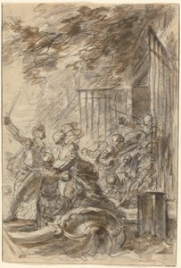 Isabella verlaat haar huis om Odorico en zijn mannen te volgen door Jean Honore Fragonard