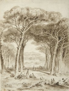 Landschap met parasoldennen door Jean Honore Fragonard