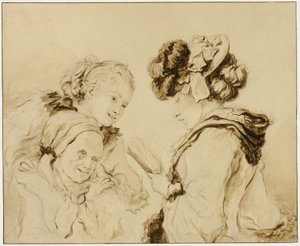 Margaruerite Gerard leest voor aan haar moeder en Rosalie Fragonard