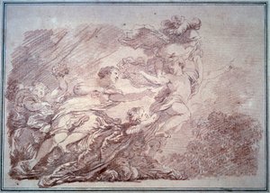Minerva scheurt een jonge prins weg van de wellust. Schilderij door Jean Honoré Fragonard (1732-1806) 1774. Besançon, Musée des Beaux-Arts door Jean Honore Fragonard