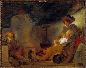 Nachtelijke scène genaamd de Droom van de Bedelaar