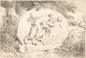 Nimf Rijdend op een Sater door Jean Honore Fragonard