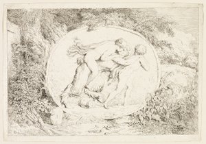 Nimf op de rug van een sater, uit Bacchanales, of Satyrs
