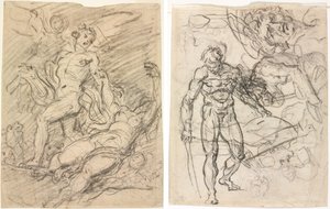 Orpheus en Eurydice (recto) door Jean Honore Fragonard