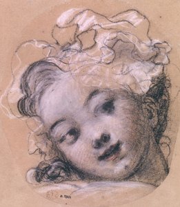 Portret vermoedelijk van Rosalie, dochter van de kunstenaar door Jean Honore Fragonard