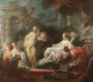 Psyche toont haar zusters geschenken van Amor. 1753