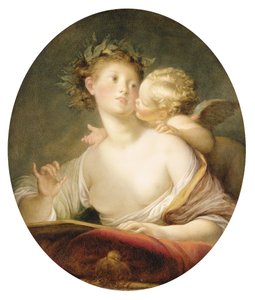 Sappho geïnspireerd door Cupido door Jean Honore Fragonard