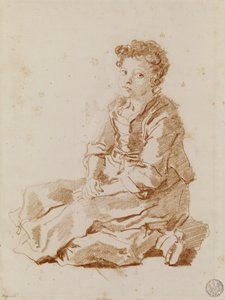 Klein meisje zittend op de grond door Jean Honore Fragonard