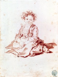 Klein meisje zittend op de grond door Jean Honore Fragonard