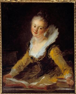 Studie. Een vrouw bladert door boeken om te leren