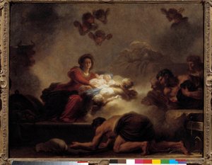De aanbidding van de herders door Jean Honore Fragonard